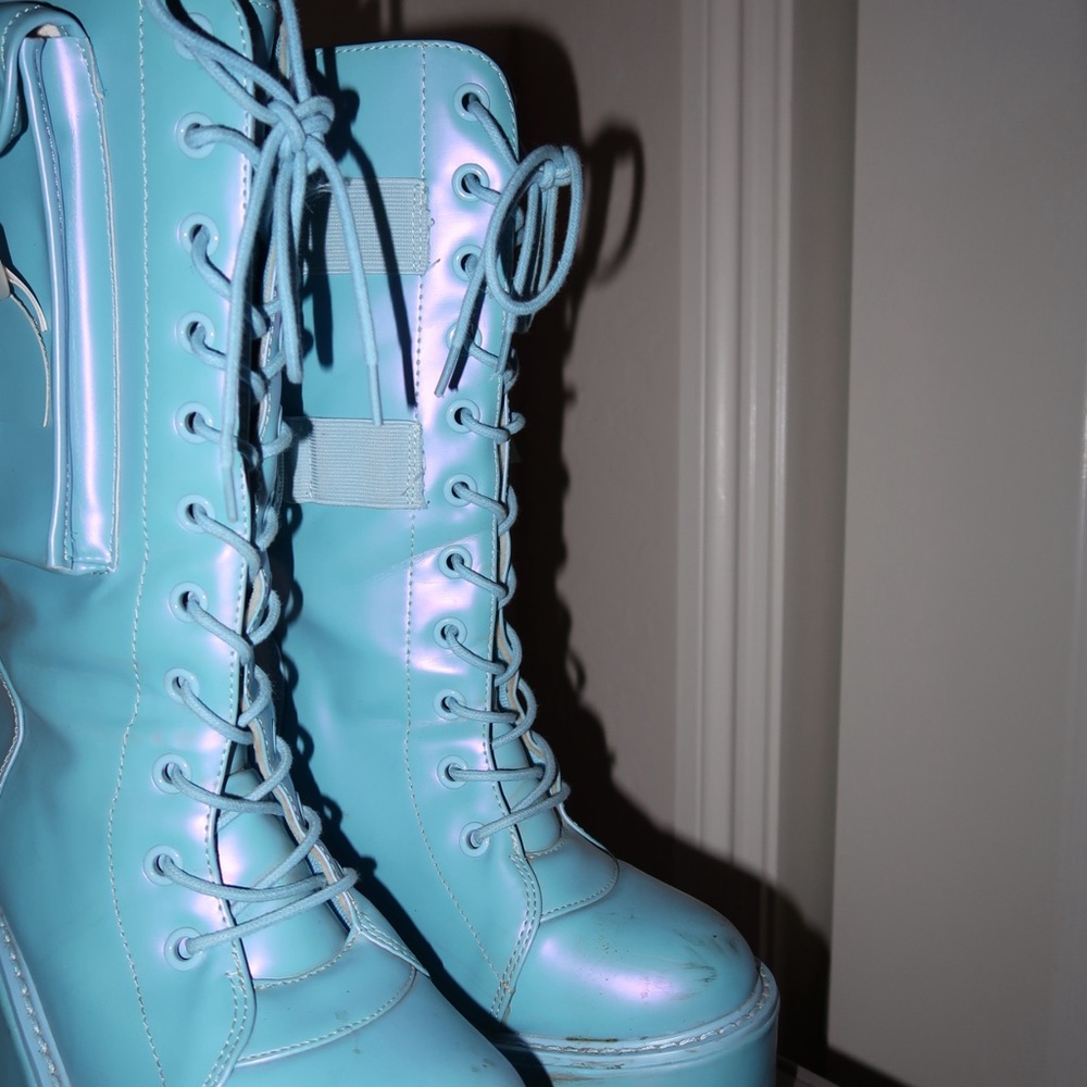 Demonia Blue Platform Shoes Size 9 - Picture 5 of 5